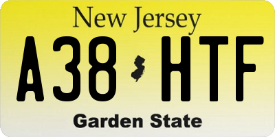 NJ license plate A38HTF