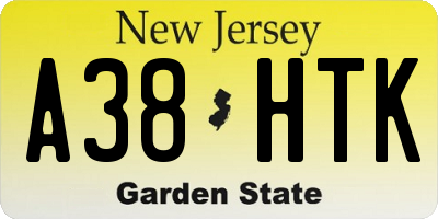 NJ license plate A38HTK