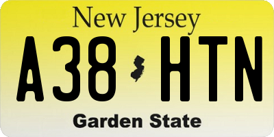 NJ license plate A38HTN