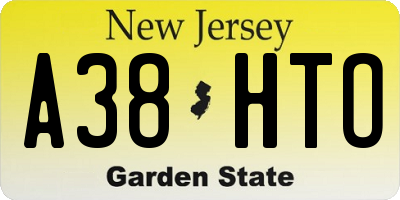 NJ license plate A38HTO