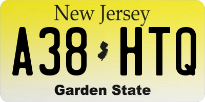NJ license plate A38HTQ