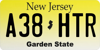 NJ license plate A38HTR