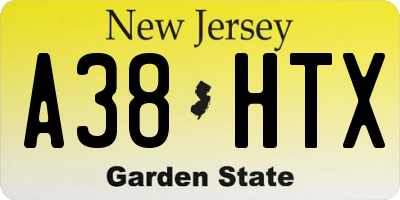 NJ license plate A38HTX