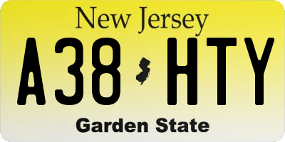 NJ license plate A38HTY