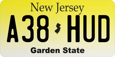 NJ license plate A38HUD