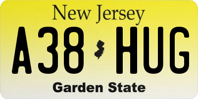 NJ license plate A38HUG