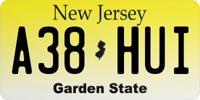 NJ license plate A38HUI
