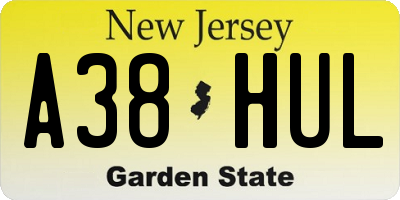 NJ license plate A38HUL