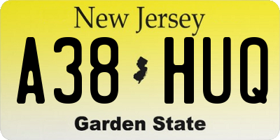 NJ license plate A38HUQ