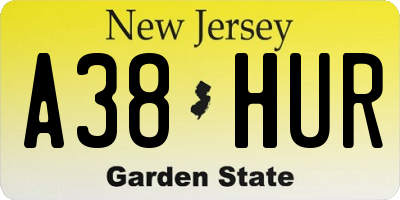 NJ license plate A38HUR