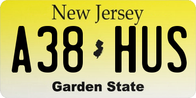 NJ license plate A38HUS