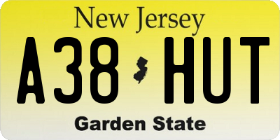 NJ license plate A38HUT