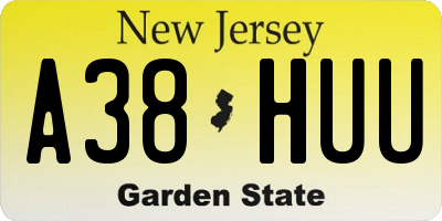 NJ license plate A38HUU