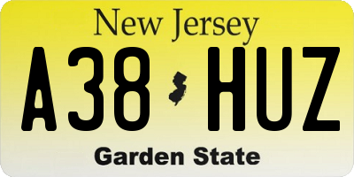 NJ license plate A38HUZ