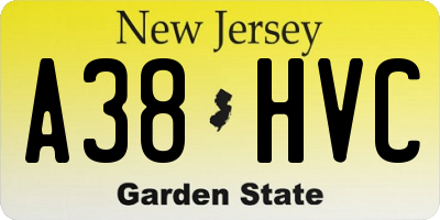NJ license plate A38HVC