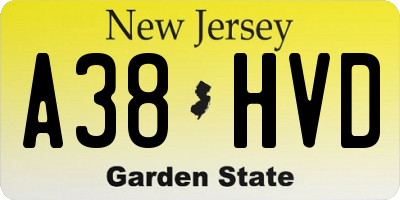 NJ license plate A38HVD
