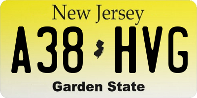 NJ license plate A38HVG