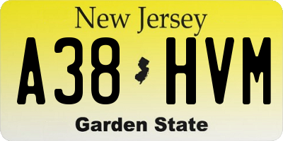 NJ license plate A38HVM