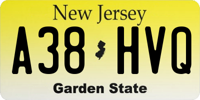 NJ license plate A38HVQ