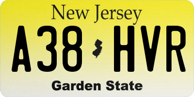NJ license plate A38HVR