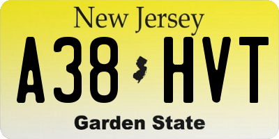 NJ license plate A38HVT