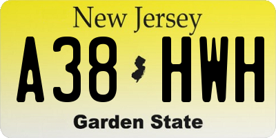NJ license plate A38HWH