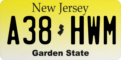 NJ license plate A38HWM