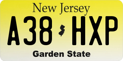 NJ license plate A38HXP