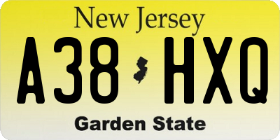 NJ license plate A38HXQ