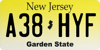 NJ license plate A38HYF