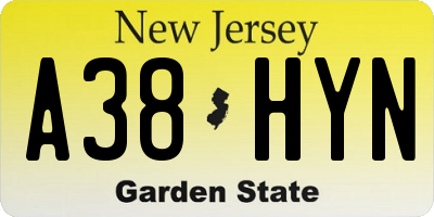 NJ license plate A38HYN