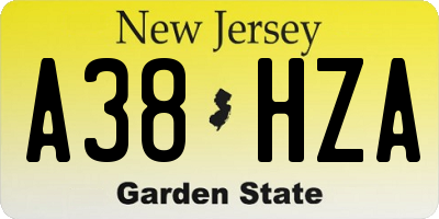 NJ license plate A38HZA