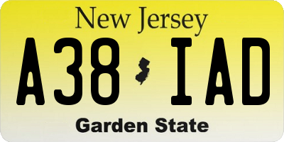 NJ license plate A38IAD