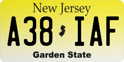 NJ license plate A38IAF