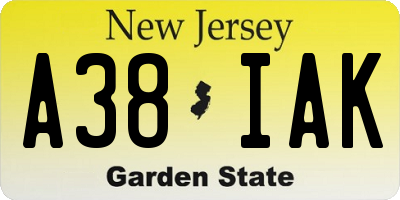 NJ license plate A38IAK