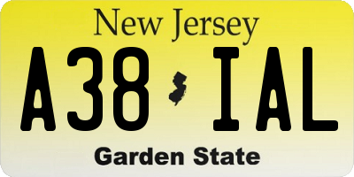 NJ license plate A38IAL