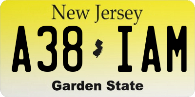 NJ license plate A38IAM