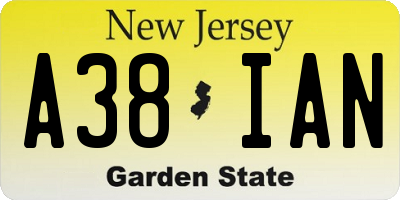NJ license plate A38IAN
