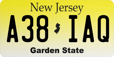 NJ license plate A38IAQ