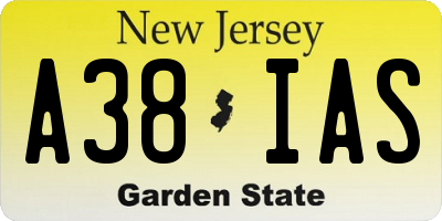 NJ license plate A38IAS