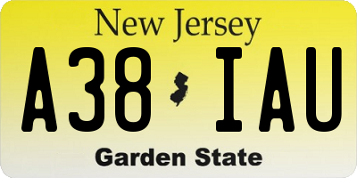 NJ license plate A38IAU