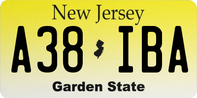 NJ license plate A38IBA