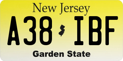 NJ license plate A38IBF