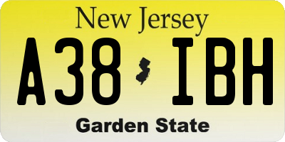 NJ license plate A38IBH