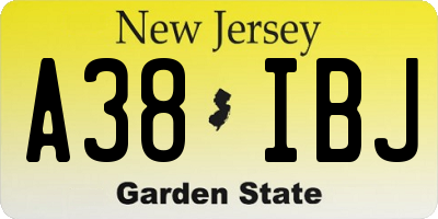 NJ license plate A38IBJ