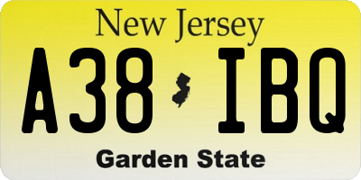 NJ license plate A38IBQ