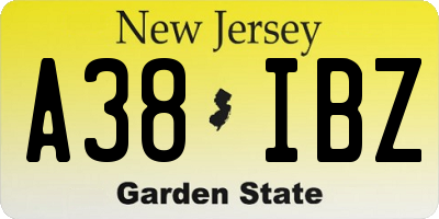 NJ license plate A38IBZ