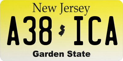 NJ license plate A38ICA