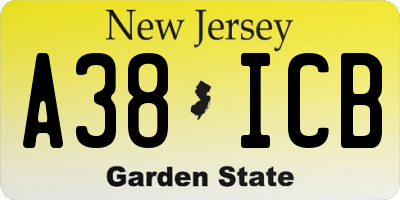 NJ license plate A38ICB
