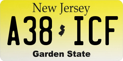NJ license plate A38ICF